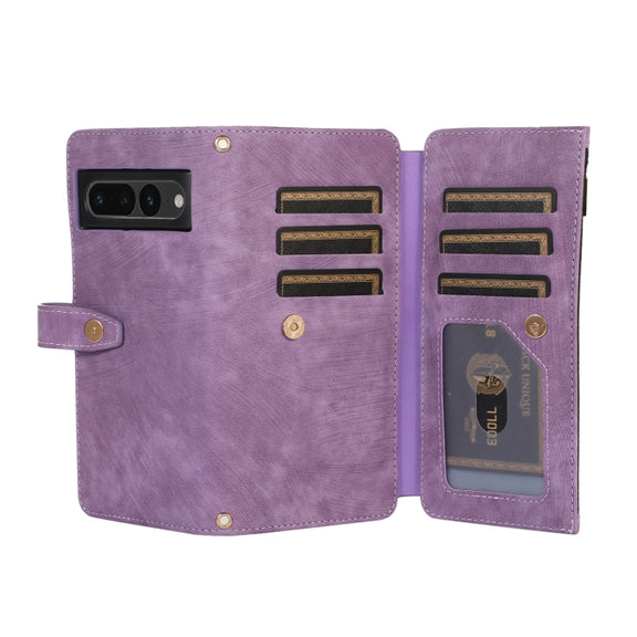 For Google Pixel 7 Pro Dream 9-Card Wallet Zipper Bag Leather Phone Case(Purple)