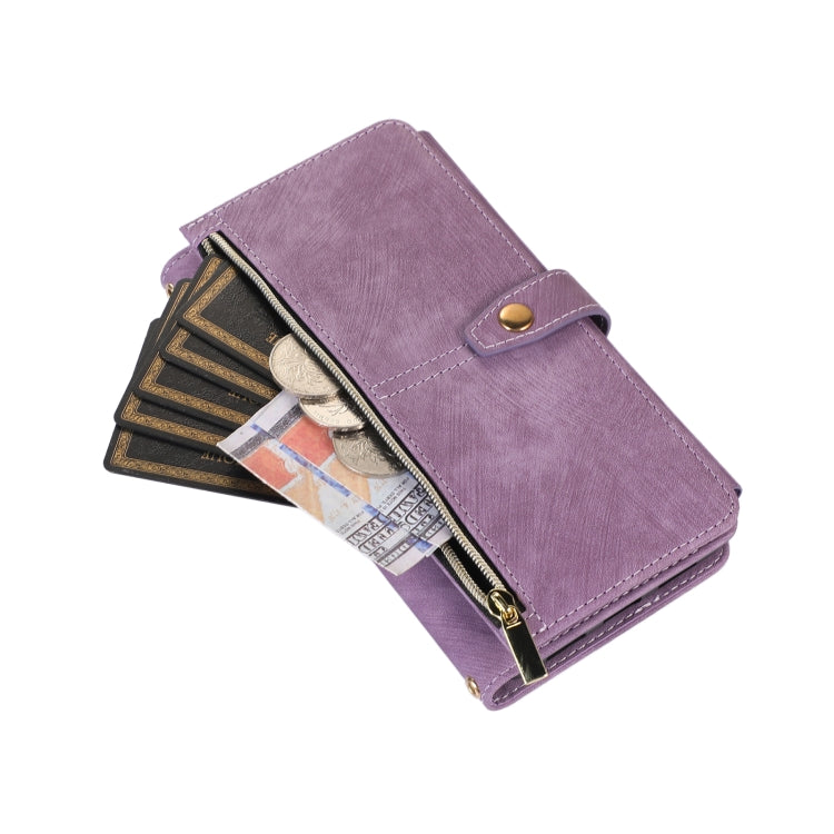 For Google Pixel 7 Pro Dream 9-Card Wallet Zipper Bag Leather Phone Case(Purple)