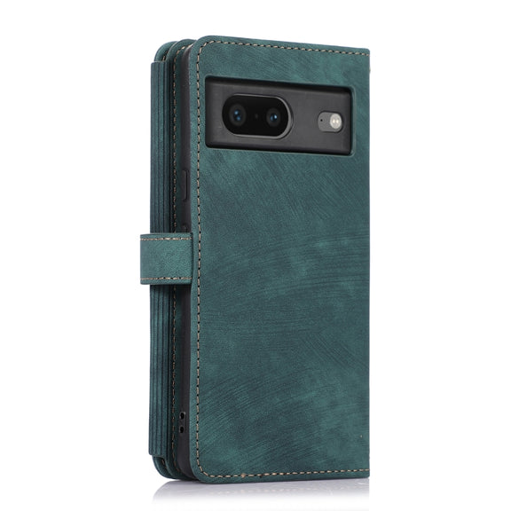 For Google Pixel 7 Dream 9-Card Wallet Zipper Bag Leather Phone Case(Green)