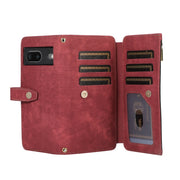 For Google Pixel 7 Dream 9-Card Wallet Zipper Bag Leather Phone Case(Red)