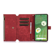 For Google Pixel 7 Dream 9-Card Wallet Zipper Bag Leather Phone Case(Red)