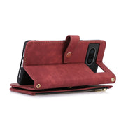For Google Pixel 7 Dream 9-Card Wallet Zipper Bag Leather Phone Case(Red)