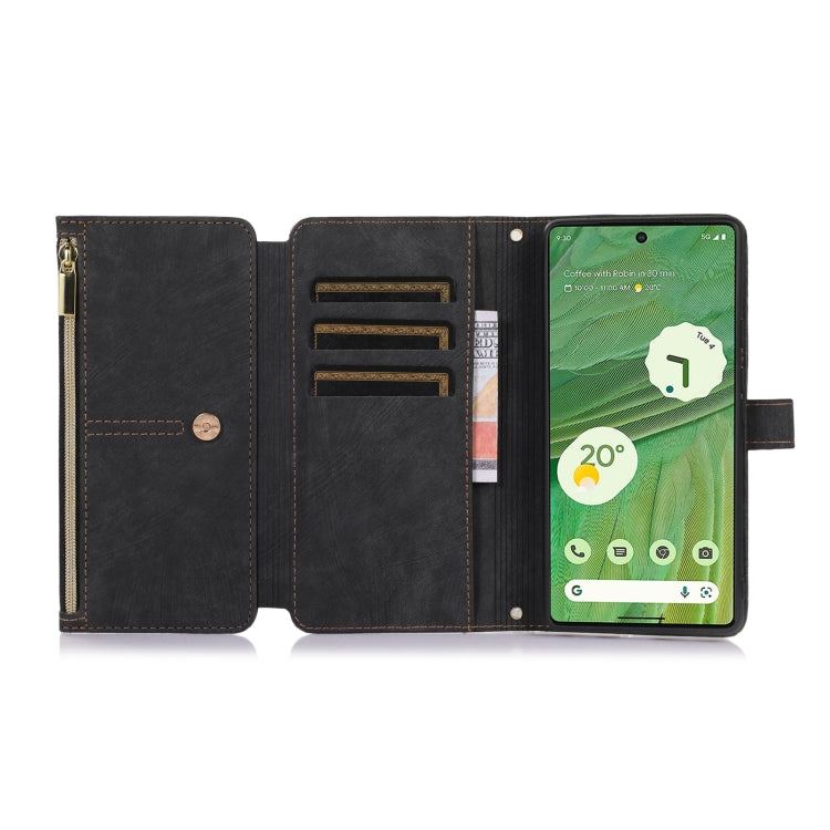 For Google Pixel 7 Dream 9-Card Wallet Zipper Bag Leather Phone Case(Black)