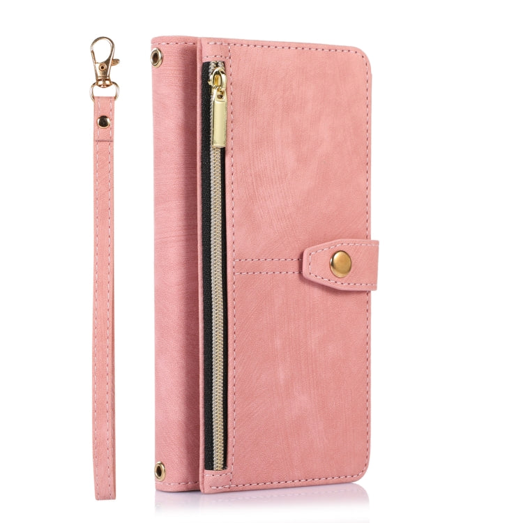 For Google Pixel 7 Dream 9-Card Wallet Zipper Bag Leather Phone Case(Pink)