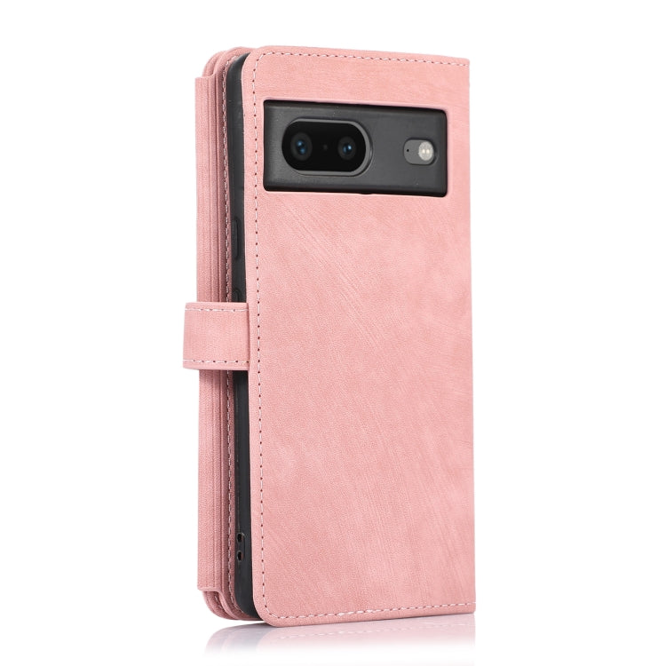 For Google Pixel 7 Dream 9-Card Wallet Zipper Bag Leather Phone Case(Pink)
