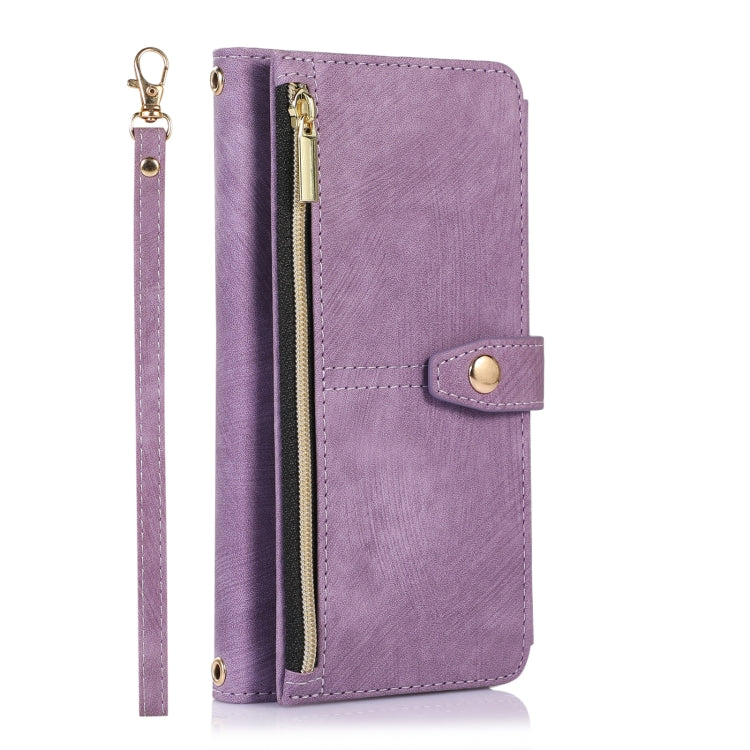 For Google Pixel 7 Dream 9-Card Wallet Zipper Bag Leather Phone Case(Purple)