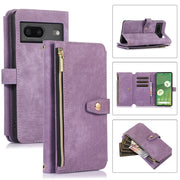 For Google Pixel 7 Dream 9-Card Wallet Zipper Bag Leather Phone Case(Purple)