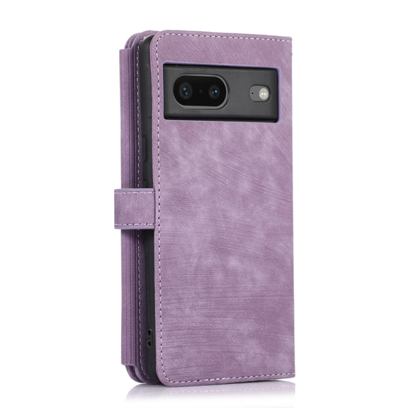 For Google Pixel 7 Dream 9-Card Wallet Zipper Bag Leather Phone Case(Purple)