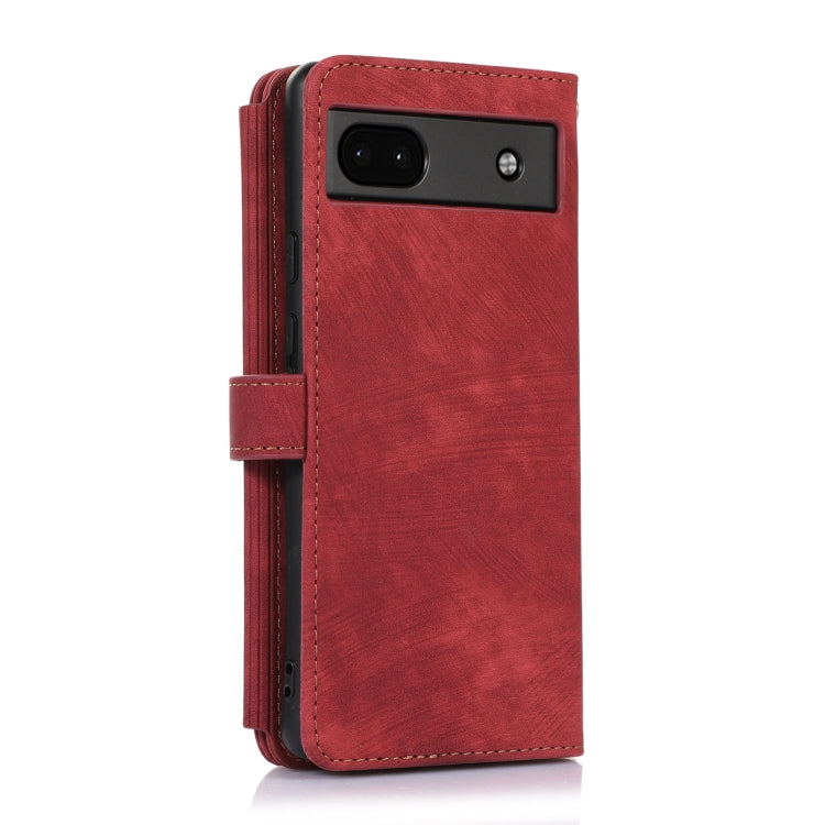 For Google Pixel 6a Dream 9-Card Wallet Zipper Bag Leather Phone Case(Red)