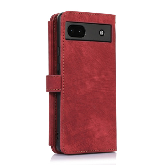 For Google Pixel 6a Dream 9-Card Wallet Zipper Bag Leather Phone Case(Red)
