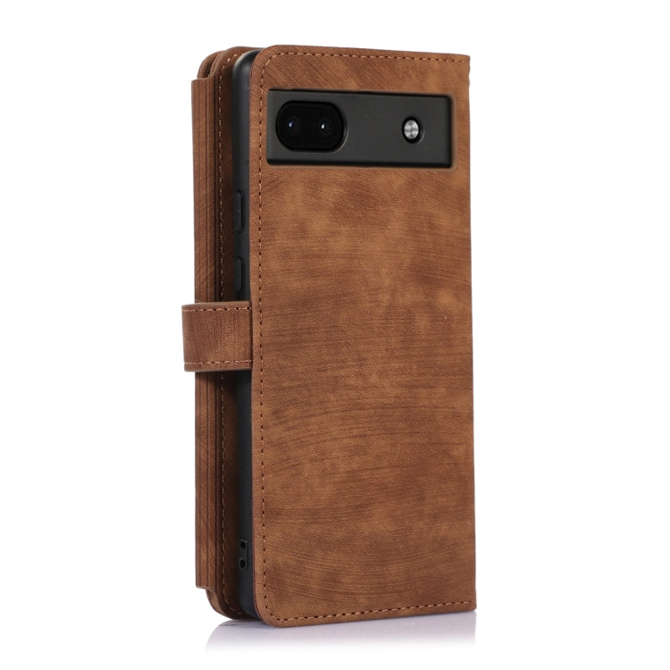 For Google Pixel 6a Dream 9-Card Wallet Zipper Bag Leather Phone Case(Brown)