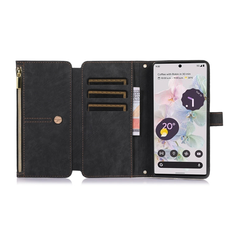 For Google Pixel 6a Dream 9-Card Wallet Zipper Bag Leather Phone Case(Black)