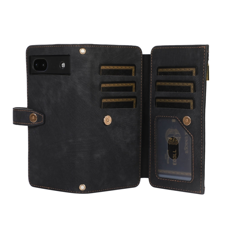 For Google Pixel 6a Dream 9-Card Wallet Zipper Bag Leather Phone Case(Black)