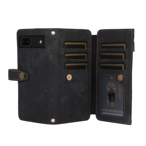 For Google Pixel 6a Dream 9-Card Wallet Zipper Bag Leather Phone Case(Black)