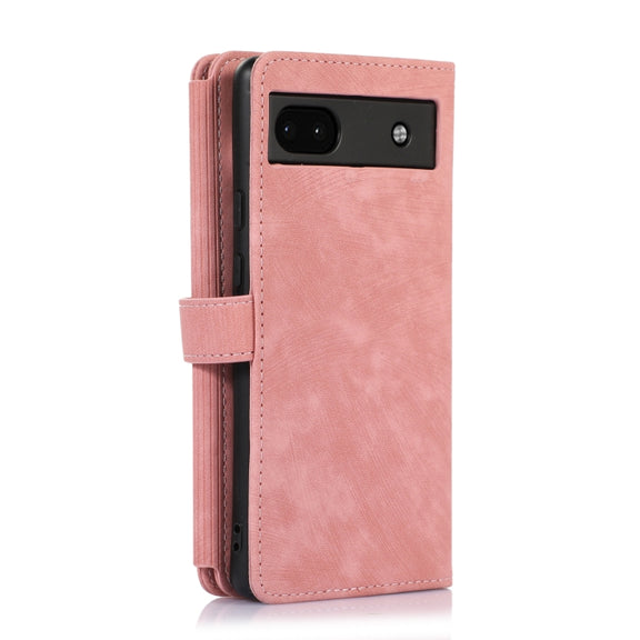 For Google Pixel 6a Dream 9-Card Wallet Zipper Bag Leather Phone Case(Pink)