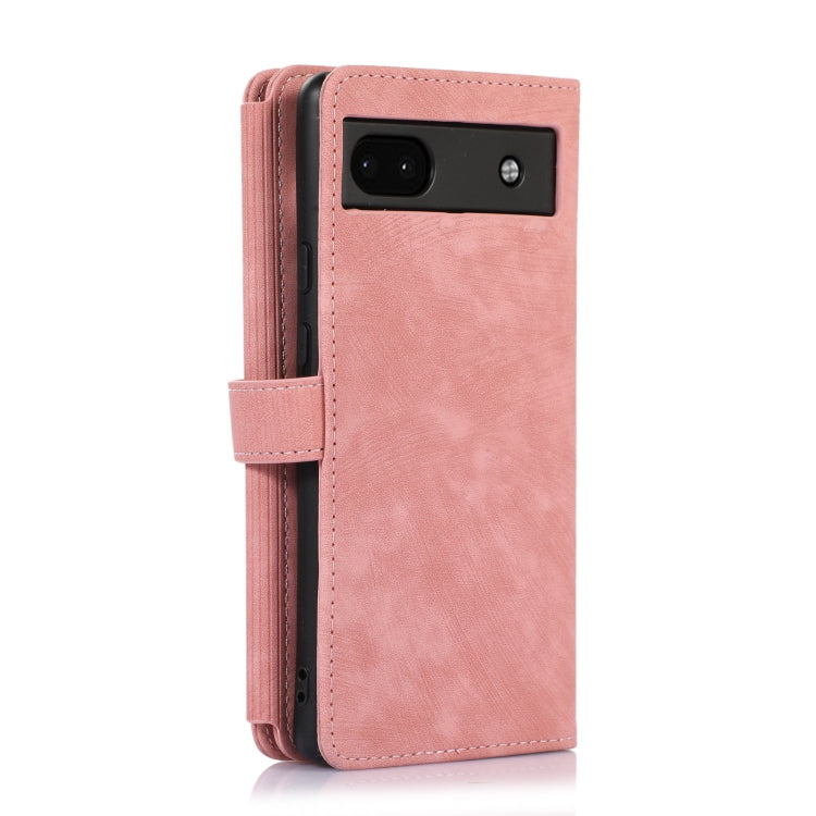 For Google Pixel 6a Dream 9-Card Wallet Zipper Bag Leather Phone Case(Pink)
