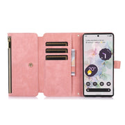 For Google Pixel 6a Dream 9-Card Wallet Zipper Bag Leather Phone Case(Pink)
