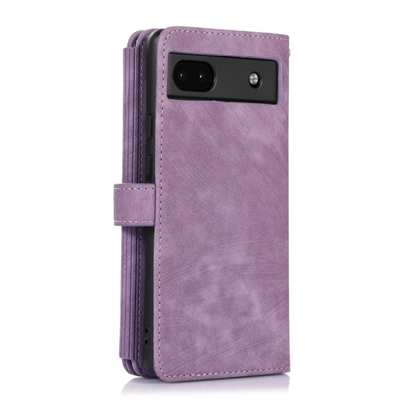 For Google Pixel 6a Dream 9-Card Wallet Zipper Bag Leather Phone Case(Purple)