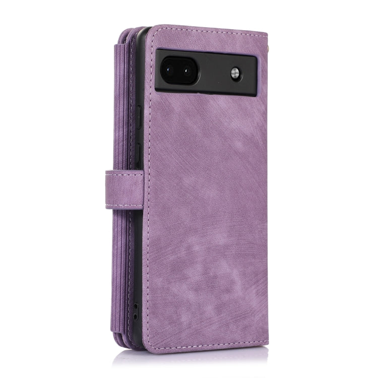 For Google Pixel 6a Dream 9-Card Wallet Zipper Bag Leather Phone Case(Purple)