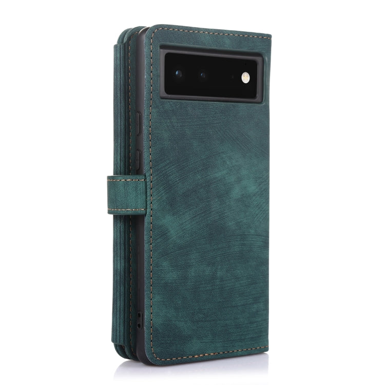 For Google Pixel 6 Dream 9-Card Wallet Zipper Bag Leather Phone Case(Green)