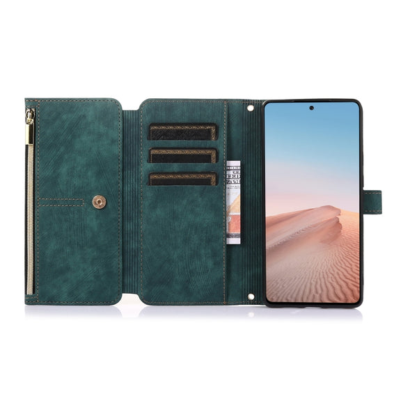 For Google Pixel 6 Dream 9-Card Wallet Zipper Bag Leather Phone Case(Green)