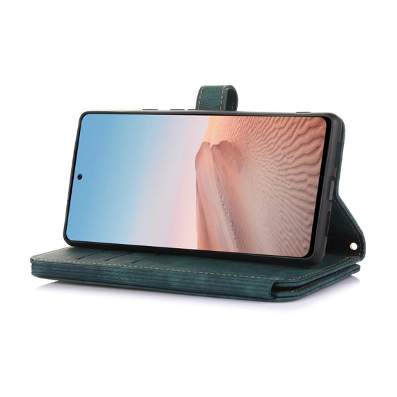 For Google Pixel 6 Dream 9-Card Wallet Zipper Bag Leather Phone Case(Green)