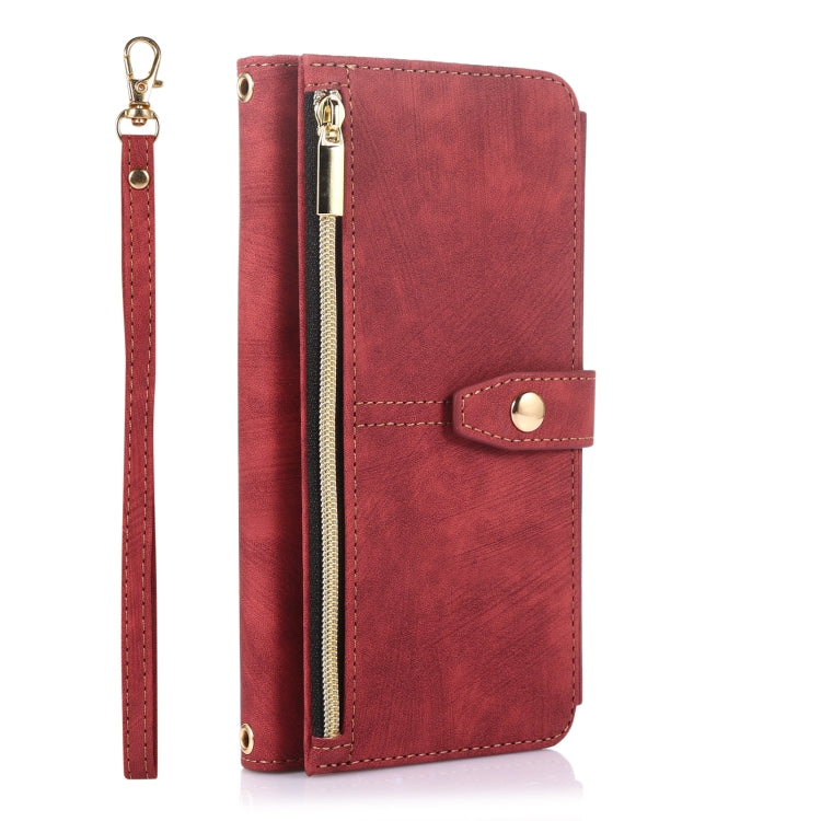 For Google Pixel 6 Dream 9-Card Wallet Zipper Bag Leather Phone Case(Red)
