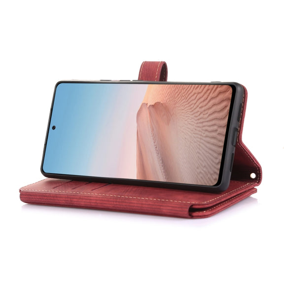For Google Pixel 6 Dream 9-Card Wallet Zipper Bag Leather Phone Case(Red)