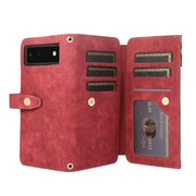 For Google Pixel 6 Dream 9-Card Wallet Zipper Bag Leather Phone Case(Red)