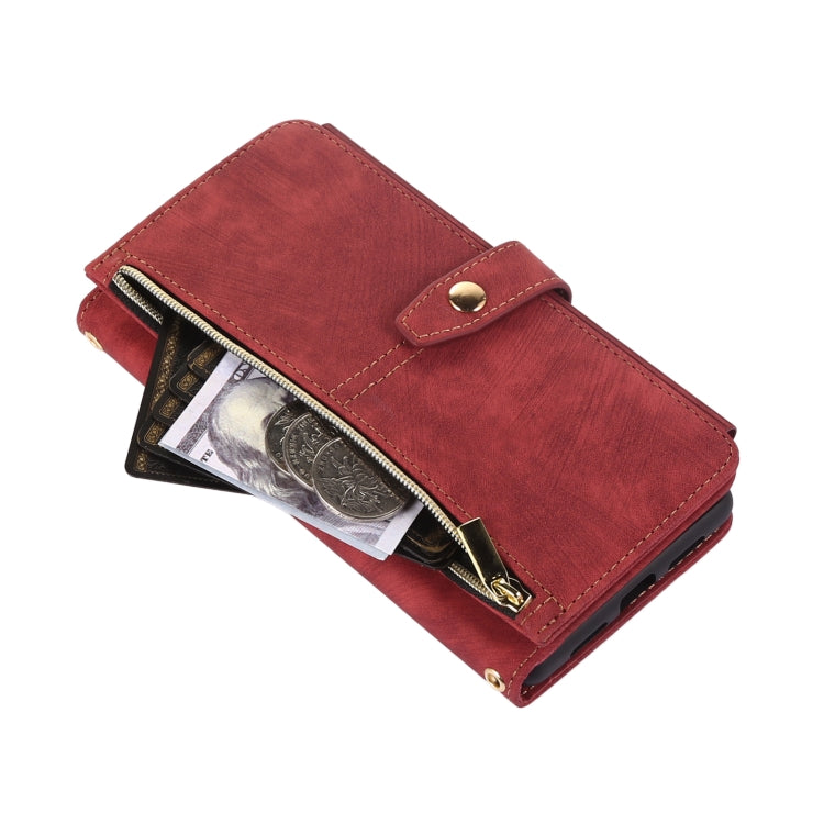 For Google Pixel 6 Dream 9-Card Wallet Zipper Bag Leather Phone Case(Red)