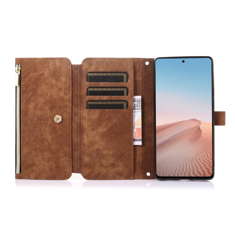 For Google Pixel 6 Dream 9-Card Wallet Zipper Bag Leather Phone Case(Brown)