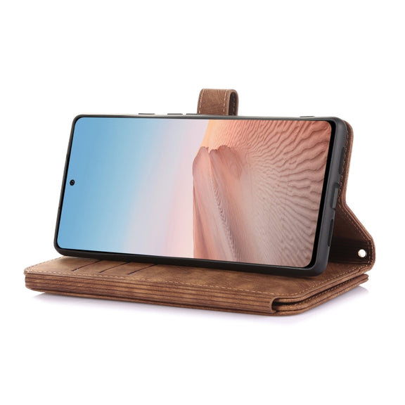 For Google Pixel 6 Dream 9-Card Wallet Zipper Bag Leather Phone Case(Brown)