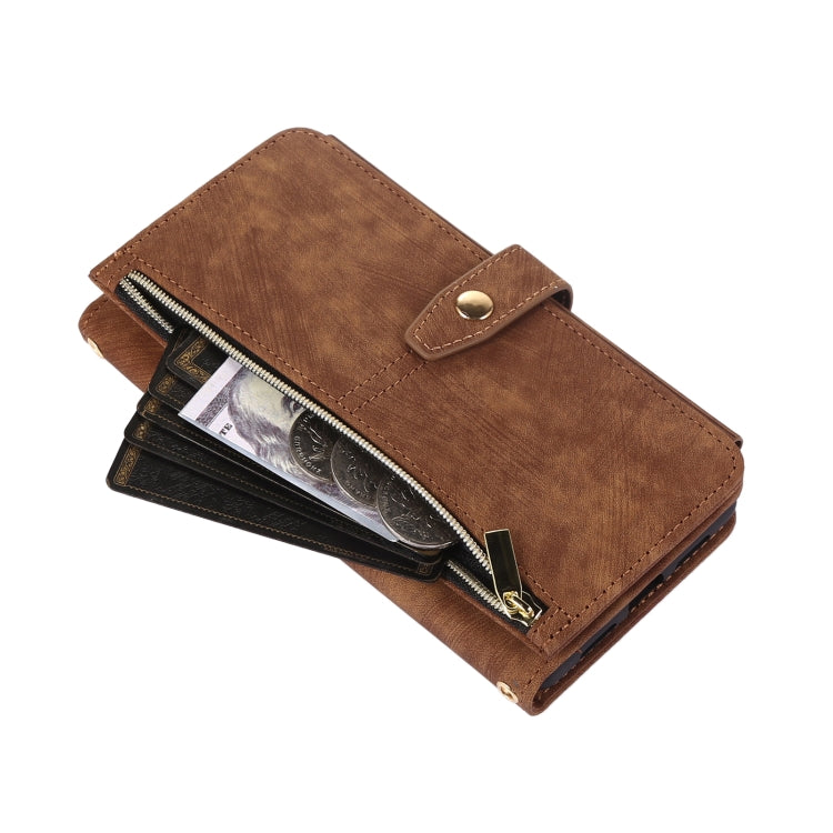 For Google Pixel 6 Dream 9-Card Wallet Zipper Bag Leather Phone Case(Brown)