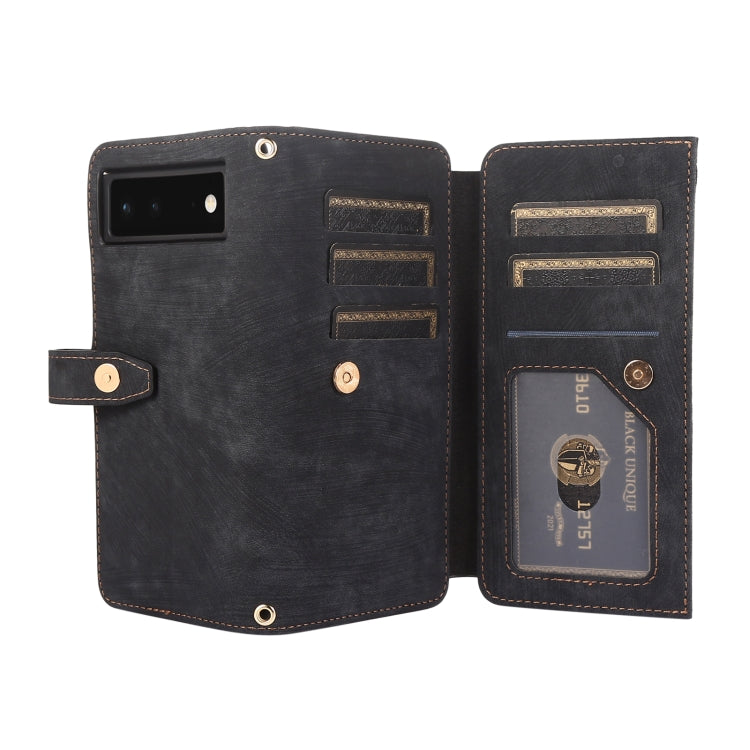 For Google Pixel 6 Dream 9-Card Wallet Zipper Bag Leather Phone Case(Black)