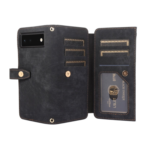 For Google Pixel 6 Dream 9-Card Wallet Zipper Bag Leather Phone Case(Black)