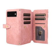 For Google Pixel 6 Dream 9-Card Wallet Zipper Bag Leather Phone Case(Pink)