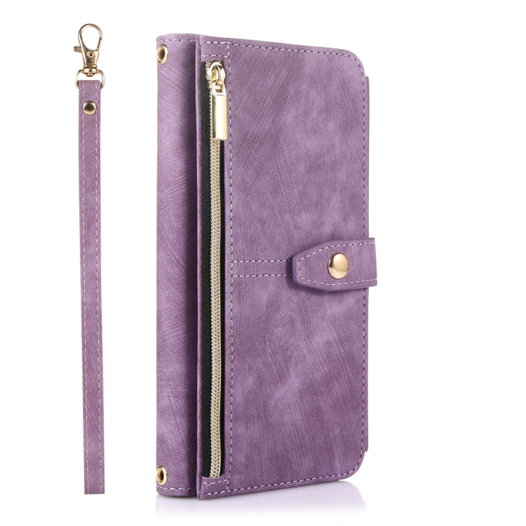 For Google Pixel 6 Dream 9-Card Wallet Zipper Bag Leather Phone Case(Purple)