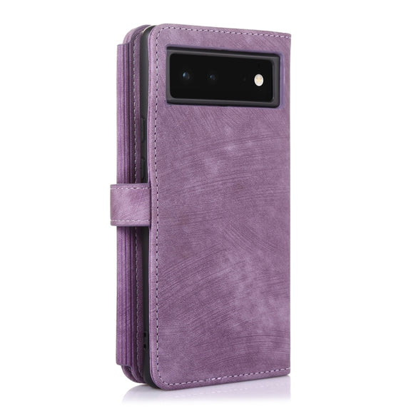 For Google Pixel 6 Dream 9-Card Wallet Zipper Bag Leather Phone Case(Purple)