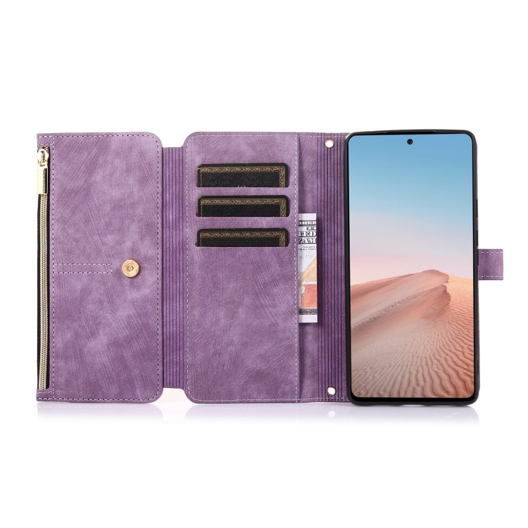 For Google Pixel 6 Dream 9-Card Wallet Zipper Bag Leather Phone Case(Purple)