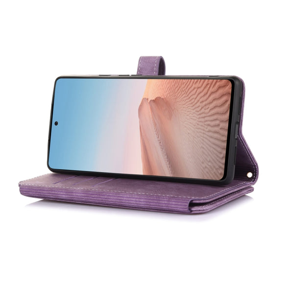 For Google Pixel 6 Dream 9-Card Wallet Zipper Bag Leather Phone Case(Purple)