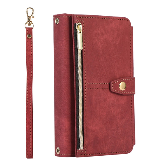 For Google Pixel Fold Dream 9-Card Wallet Zipper Bag Leather Phone Case(Red)