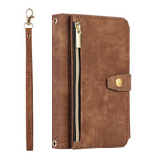 For Google Pixel Fold Dream 9-Card Wallet Zipper Bag Leather Phone Case(Brown)