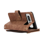 For Google Pixel Fold Dream 9-Card Wallet Zipper Bag Leather Phone Case(Brown)