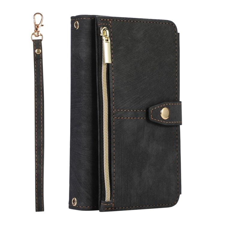 For Google Pixel Fold Dream 9-Card Wallet Zipper Bag Leather Phone Case(Black)
