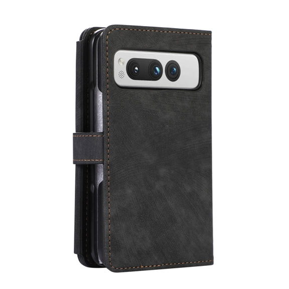 For Google Pixel Fold Dream 9-Card Wallet Zipper Bag Leather Phone Case(Black)