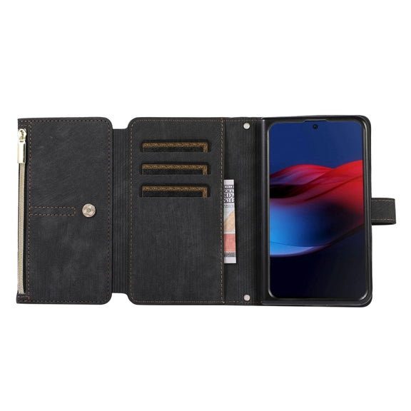 For Google Pixel Fold Dream 9-Card Wallet Zipper Bag Leather Phone Case(Black)