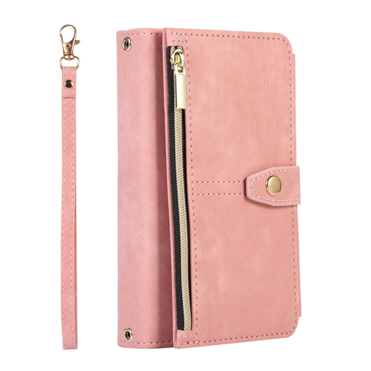 For Google Pixel Fold Dream 9-Card Wallet Zipper Bag Leather Phone Case(Pink)
