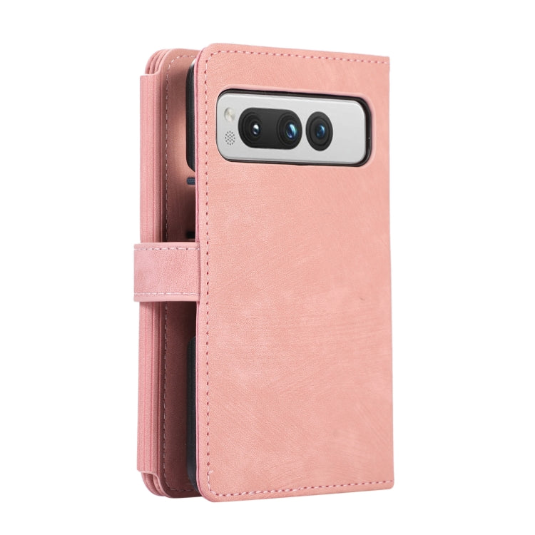 For Google Pixel Fold Dream 9-Card Wallet Zipper Bag Leather Phone Case(Pink)