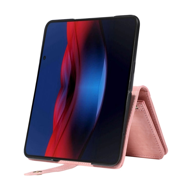 For Google Pixel Fold Dream 9-Card Wallet Zipper Bag Leather Phone Case(Pink)