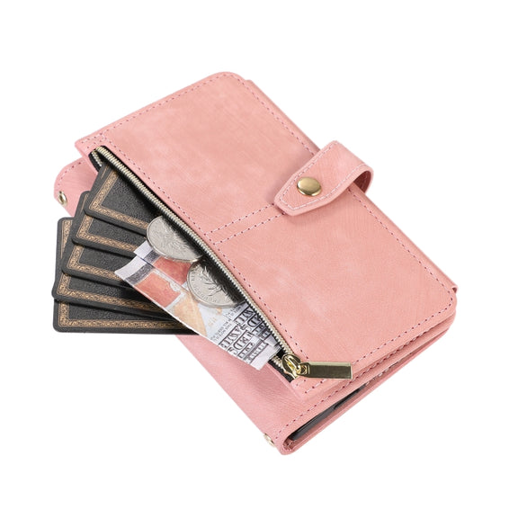 For Google Pixel Fold Dream 9-Card Wallet Zipper Bag Leather Phone Case(Pink)